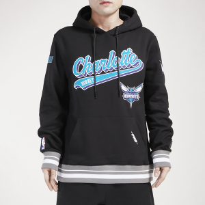 Pro Standard Hornets Script Fleece P/O Hoodie - Men's - Black/Teal