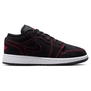 Jordan AJ 1 Low - Boys' Grade School - Black/University Red/White