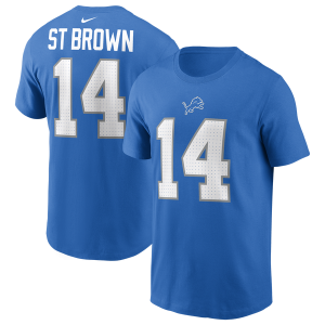 Nike Amon-Ra St Brown Lions Short Sleeve T-Shirt - Men's - Blue Spark