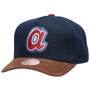 Mitchell & Ness Braves Denim Cord Pro Pinch Cap - Adult - Brown/Navy