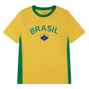 Jordan Brasil Kids Short Sleeve T-Shirt - Boys' Grade School - Yellow/Green