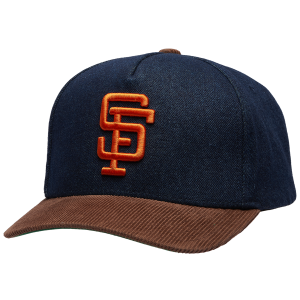 Mitchell & Ness Giants Denim Cord Pro Pinch Cap - Adult - Navy/Brown