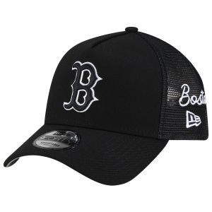 New Era Red Sox 940AF Script Trucker Cap - Adult - Black