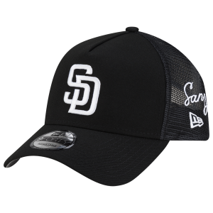 New Era Padres 940AF Script Trucker Cap - Adult - Black