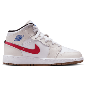 Jordan AJ 1 Mid - Boys' Grade School - White/Sail/Phantom