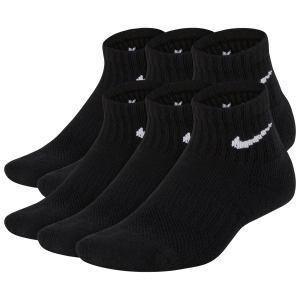 Nike 6 Pack Cushioned Quarter Socks - Boys' Grade School - Black/White