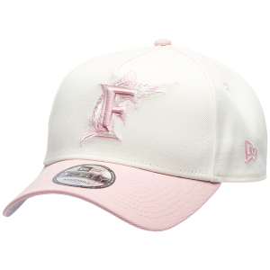 New Era Marlins 9FORTY A-Frame Cap - Adult - Chrome/Pink Rouge