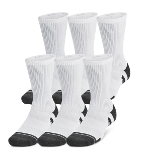 Under Armour Perf Tech 6 Pack Crew Socks - Men's - White