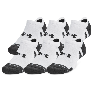 Under Armour Perf Tech 6 Pack No Show Socks - Men's - White