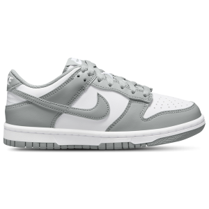 Nike Dunk Low - Boys' Grade School - White/White/Light Smoke Grey