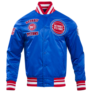 Pro Standard Detroit Pistons Retro Classic Rib Satin Jacket - Men's - Red/Royal Blue