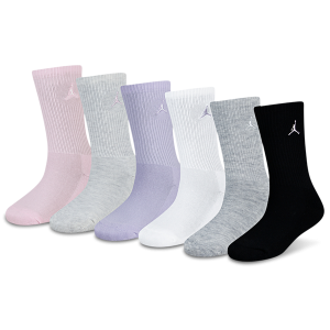 Jordan Everyday Essentials 6 Pack Crew Socks - Girls' Grade School - White/Pink Foam/Purple