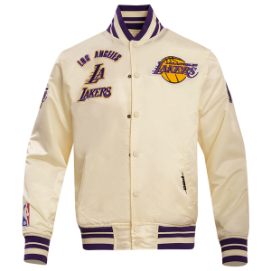 Pro Standard Los Angeles Lakers Retro Classic Satin Jacket - Men's - Eggshell/Purple