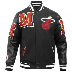 Pro Standard Miami Heat Mash Up Rib Wool Varsity Jacket - Men's - Black