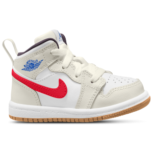 Jordan AJ 1 Mid - Girls' Toddler - Red/Beige/White
