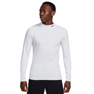 Nike Pro Top Warm LS Mock - Men's - White/Black