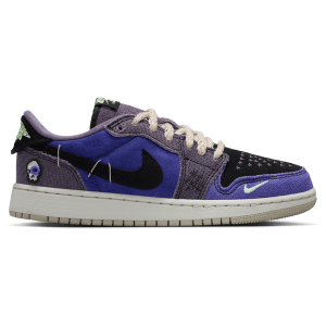 Jordan Air Jordan Retro 1 Low - Boys' Grade School - Black/Regency Purple/Vapor Green