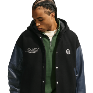 Nike Club Wool Varsity Jacket NCC - Men's - Black/Obsidian/Sanddrift