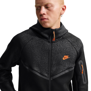 Nike Tech Fleece Full-Zip Windrunner Hoodie - Men's - Black/Orange