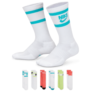 Nike 6 Pack Cushioned Crew Socks - Boys' Grade School - White/Blue/Pink