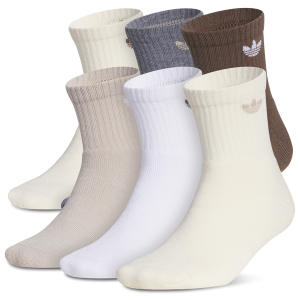 adidas Originals Trefoil 2.0 Cushion 6PK Quarter Socks - Adult - Wonder White/Wonder Beige/Earth Strata Brown