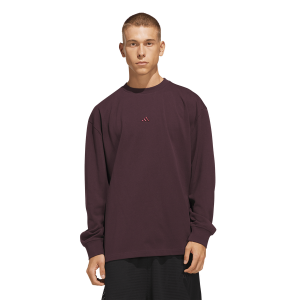 adidas Basketball Single Jersey Long Sleeve T-Shirt - Men's - Shadow Maroon