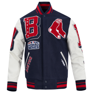 Pro Standard Boston Red Sox Mash Up Rib Wool Varsity Jacket - Men's - Midnight Navy/Red/Midnight Navy