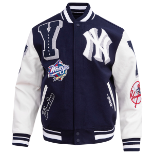Pro Standard New York Yankees Mash Up Rib Wool Varsity Jacket - Men's - White/Midnight Navy
