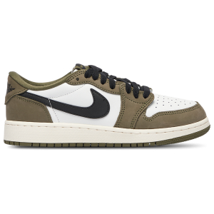 Jordan AJ 1 Retro Low OG - Boys' Grade School - White/Olive/Black