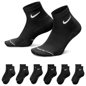 Nike Everyday Elevated Ankle Socks 6 Pack - Adult - Black/White