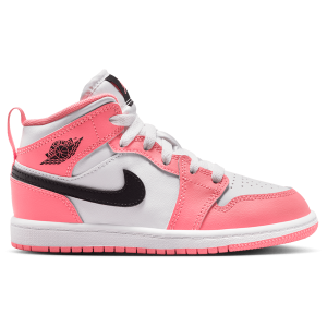 Jordan AJ 1 Mid - Girls' Preschool - White/Black/Pink Gaze