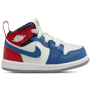 Jordan AJ 1 Mid - Girls' Toddler - True Blue/Varsity Red/Summit White
