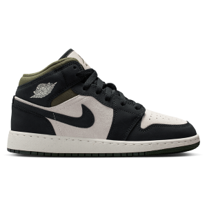 Jordan Air Jordan 1 Mid SE - Boys' Grade School - Off Noir/Light Orewood/Medium Olive